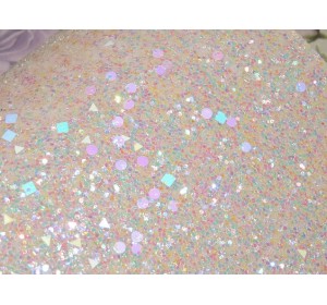 Кожзам "Пайетки геометрия ", цв.  бежевый радужный