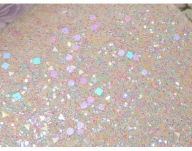 Кожзам "Пайетки геометрия ", цв.  бежевый радужный