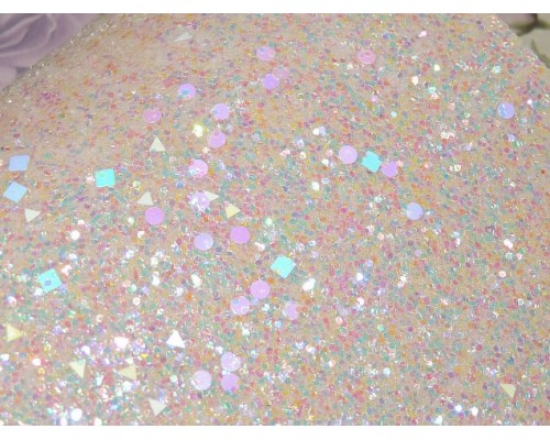 Кожзам "Пайетки геометрия ", цв.  бежевый радужный