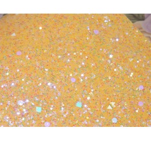 Кожзам "Пайетки геометрия ", цв.  желтый  радужный