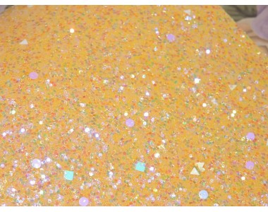 Кожзам "Пайетки геометрия ", цв.  желтый  радужный 232-278 Кожзам декоративный