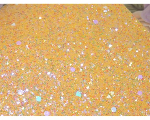 Кожзам "Пайетки геометрия ", цв.  желтый  радужный