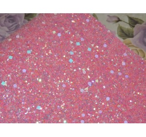 Кожзам "Пайетки геометрия ", цв.  розовый  радужный