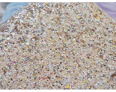 Кожзам " Пайетки". цв. светлое-золото 232-197 Кожзам декоративный