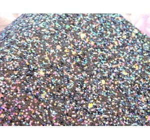 Кожзам " Пайетки". цв. черный