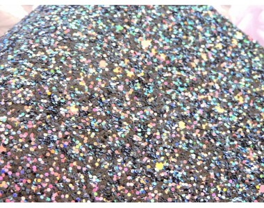 Кожзам " Пайетки". цв. черный