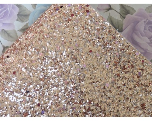 Кожзам " Пайетки". цв. светло-коричневый