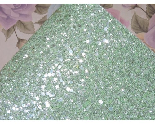 Кожзам " Пайетки пастель". цв. мятный