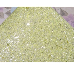 Кожзам " Пайетки пастель". цв. лимонный