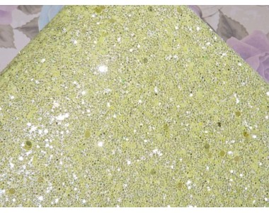 Кожзам " Пайетки пастель". цв. лимонный