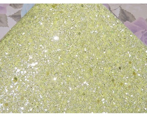 Кожзам " Пайетки пастель". цв. лимонный