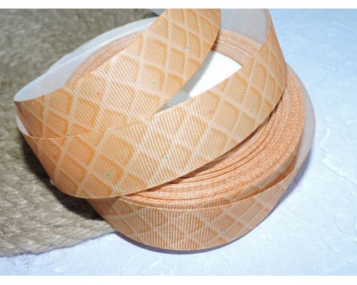 Репсовая лента 25 мм с рисунком "Рожок", - 1 м