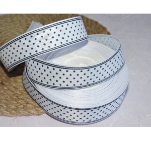 Репсовая лента 25 мм с рисунком " Звездочки", цв. белый - 1 м