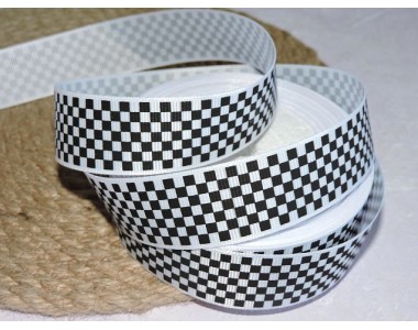 Репсовая лента 25 мм с рисунком " Клетка", цв. - 1 м