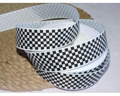 Репсовая лента 25 мм с рисунком " Клетка", цв. - 1 м