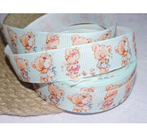 Репсовая лента 25 мм с рисунком "Мишки" - 1 м