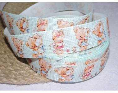 Репсовая лента 25 мм с рисунком "Мишки" - 1 м