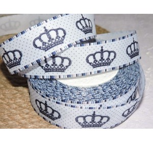 Репсовая лента 25 мм с рисунком "Корона" - 1 м