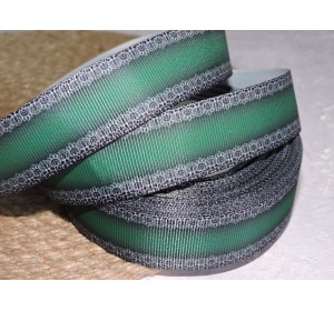 Репсовая лента 25 мм с рисунком "Кружевная окантовка" . цв. черно-зеленый - 1 м