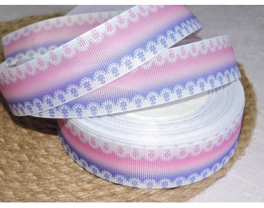 Репсовая лента 25 мм с рисунком "Градиент" . цв. розово-фиолетовый - 1 м