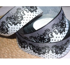 Репсовая лента 40 мм с рисунком "Кружевная окантовка"  - 1 м