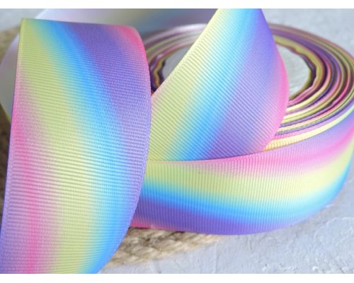 Репсовая лента 40 мм с рисунком "Радуга"  - 1 м