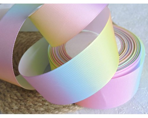 Репсовая лента 40 мм с рисунком "Радуга 2"  - 1 м