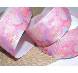 Репсовая лента 40 мм с рисунком "Акварель", цв. розовый   - 1 м