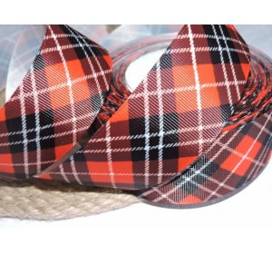 Репсовая лента 40 мм с рисунком "Клетка ", цв. черно-красный  - 1 м