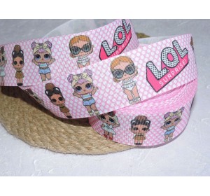 Репсовая лента 40 мм с рисунком "Лол в горошек" -  1 м