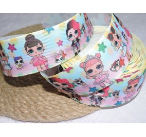 Репсовая лента 40 мм с рисунком "Лол" -  1 м