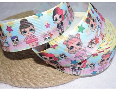 Репсовая лента 40 мм с рисунком "Лол" -  1 м