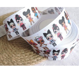 Репсовая лента 40 мм с рисунком "Лол в звездочки" -  1 м