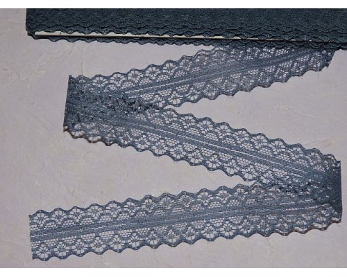 Кружево капрон 25мм серо-синий  цвет - 1м