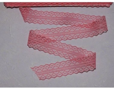 Кружево капрон 25мм коралловый  цвет - 1м