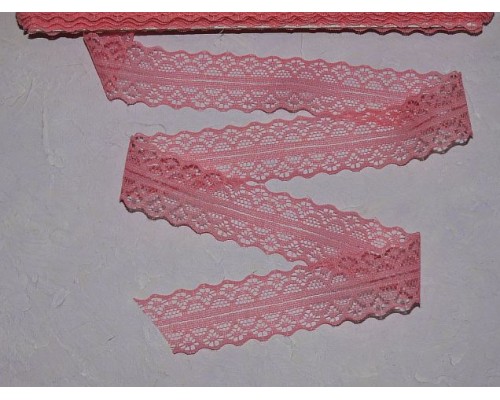 Кружево капрон 25мм коралловый  цвет - 1м