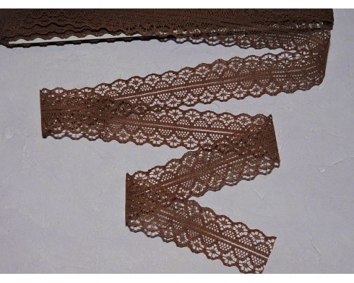 Кружево капрон 25мм коричневый цвет - 1м