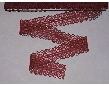 Кружево капрон 25мм бордовый  цвет - 1м