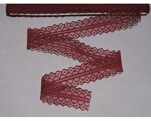 Кружево капрон 25мм бордовый  цвет - 1м