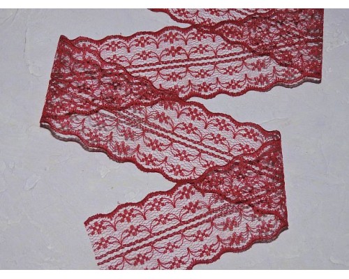 Кружево капрон 45 мм  бордовый цвет - 1м