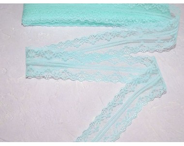 Кружево капрон 40 мм  бирюзовый цвет - 1м