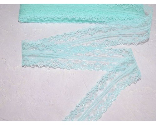 Кружево капрон 40 мм  бирюзовый цвет - 1м