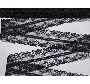 Кружево капрон 40 мм  черный цвет - 1м
