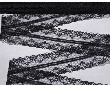 Кружево капрон 40 мм  черный цвет - 1м