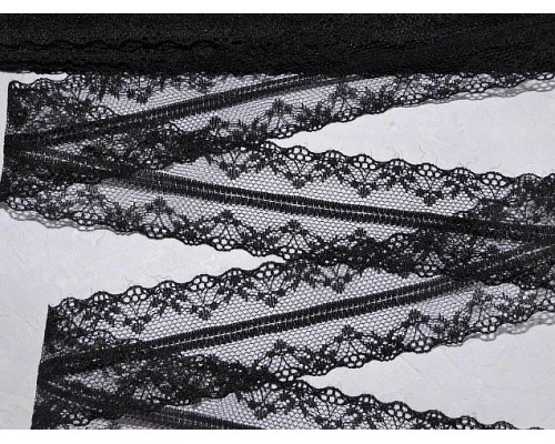 Кружево капрон 40 мм  черный цвет - 1м