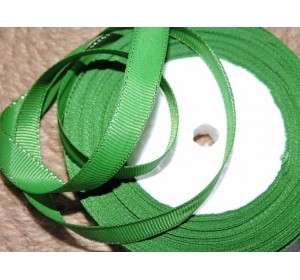 Репсовая лента 10 мм с люрексом серебро, цв. зеленый  - 1м