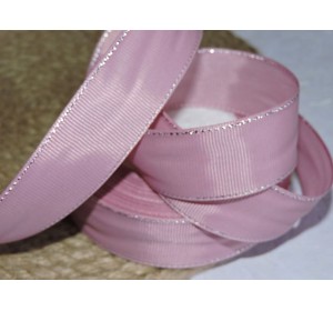 Репсовая лента 25 мм с люрексом серебро, цв. пенка - 1м