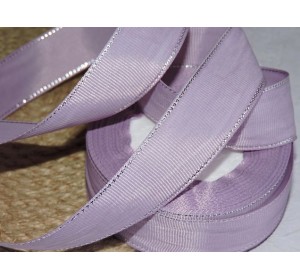 Репсовая лента 25 мм с люрексом серебро, цв. сиреневый - 1м