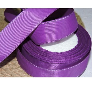 Репсовая лента 25 мм с люрексом серебро, цв. фиолетовый - 1м