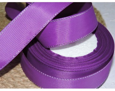 Репсовая лента 25 мм с люрексом серебро, цв. фиолетовый - 1м